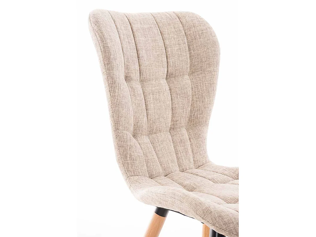 Lot de 4  chaise salle à manger - Tissu - Crème - Elda