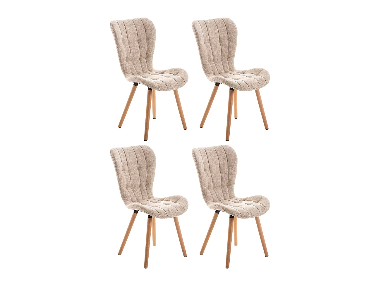 Lot de 4  chaise salle à manger - Tissu - Crème - Elda