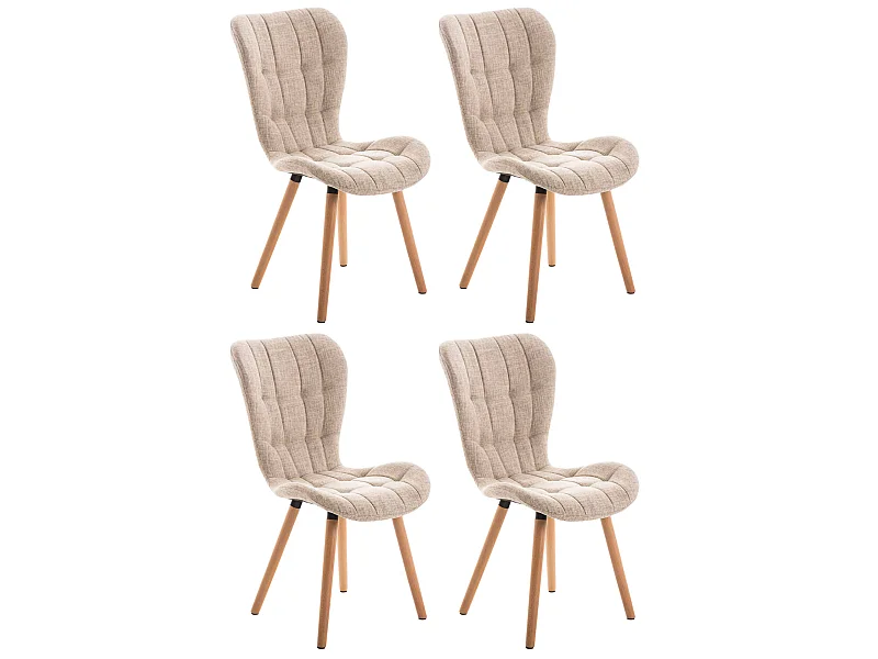 Lot de 4  chaise salle à manger - Tissu - Crème - Elda
