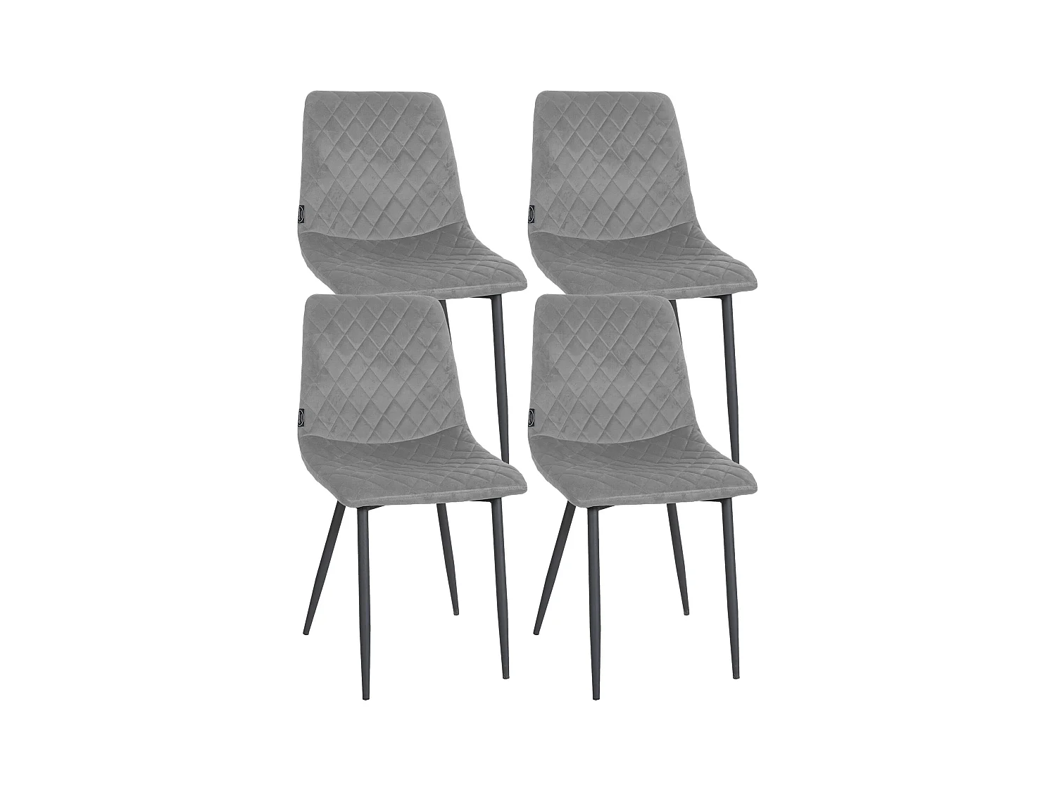 Lot de 4  chaise salle à manger - Velours - Gris - Telde