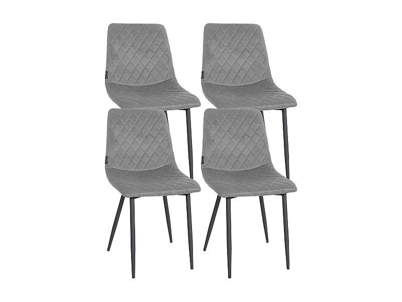 Lot de 4  chaise salle à manger - Velours - Gris - Telde