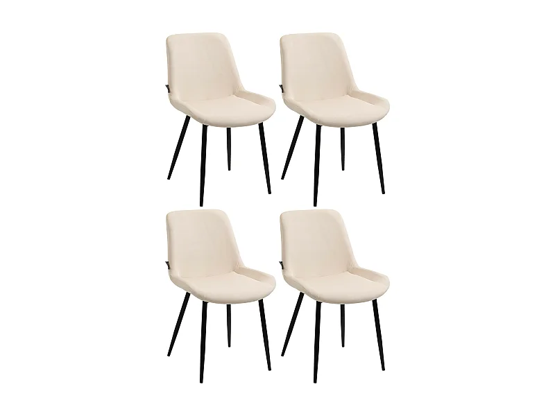 Lot de 4  chaise salle à manger - Velours - Crème - Victoria