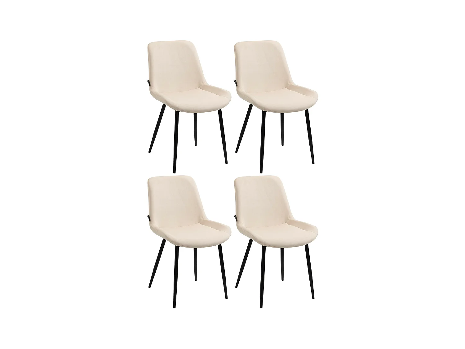 Lot de 4  chaise salle à manger - Velours - Crème - Victoria