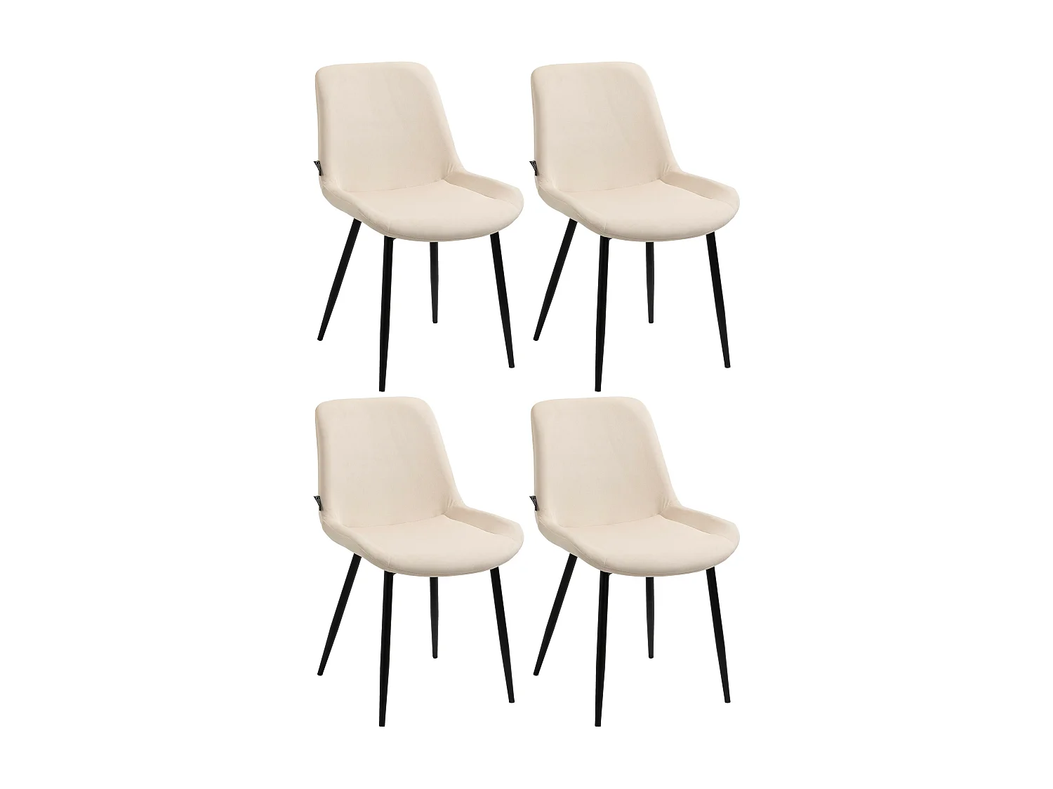 Lot de 4  chaise salle à manger - Velours - Crème - Victoria