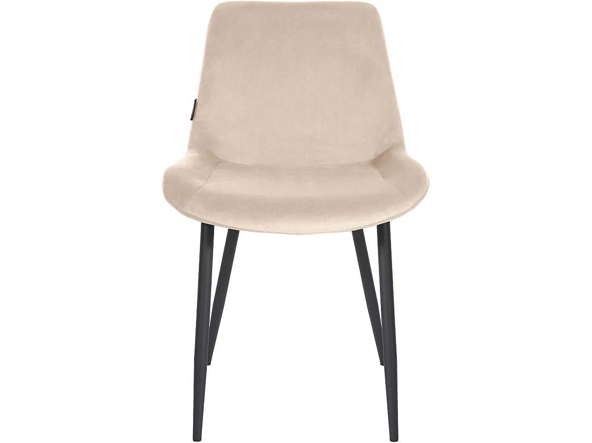 Lot de 4  chaise salle à manger - Velours & Blanc - Crème - Victoria