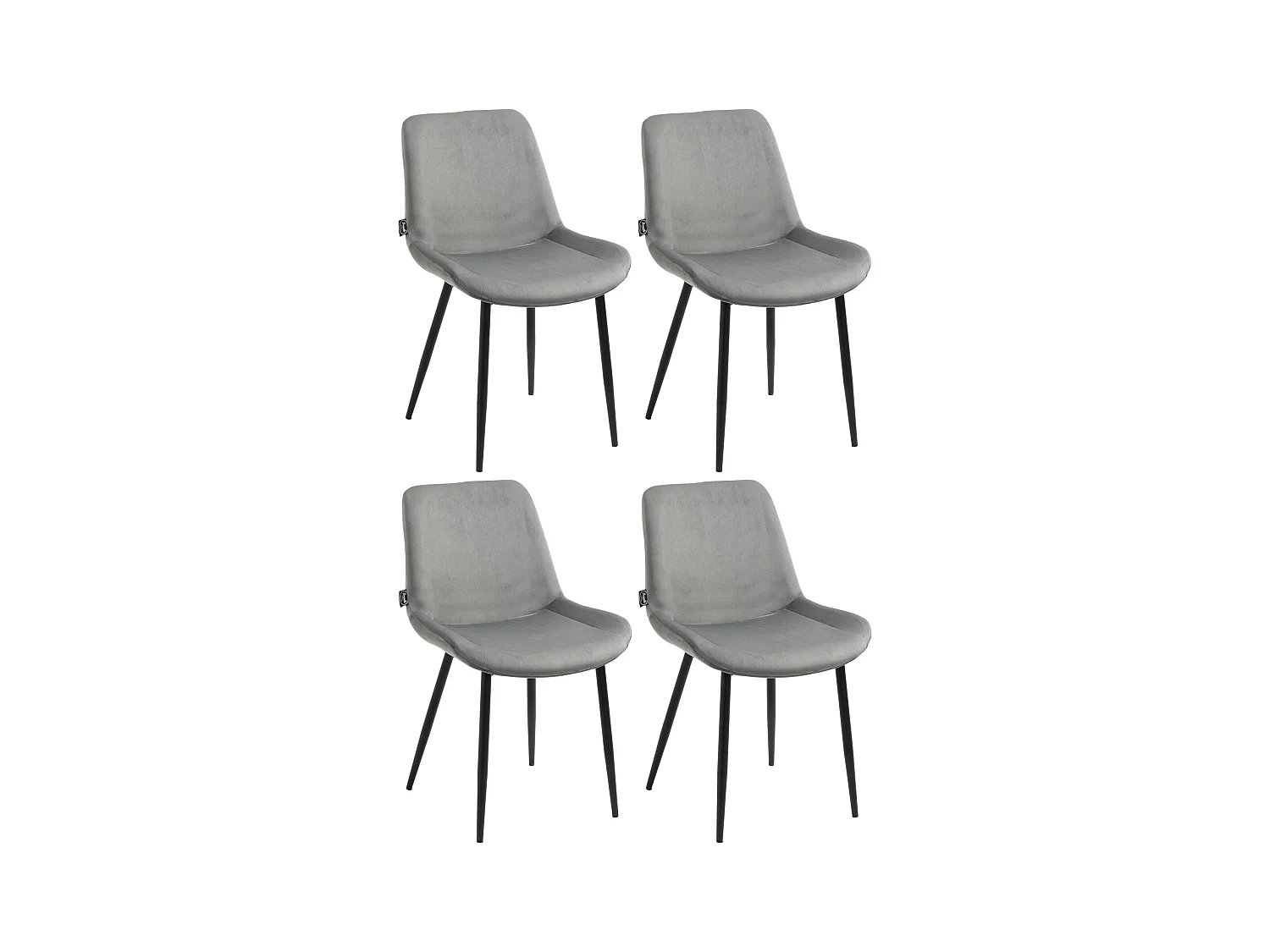 Lot de 4  chaise salle à manger - Velours - Gris - Victoria