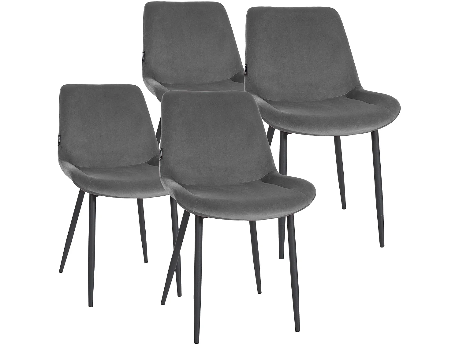 Lot de 4  chaise salle à manger - Velours & Blanc - Gris - Victoria