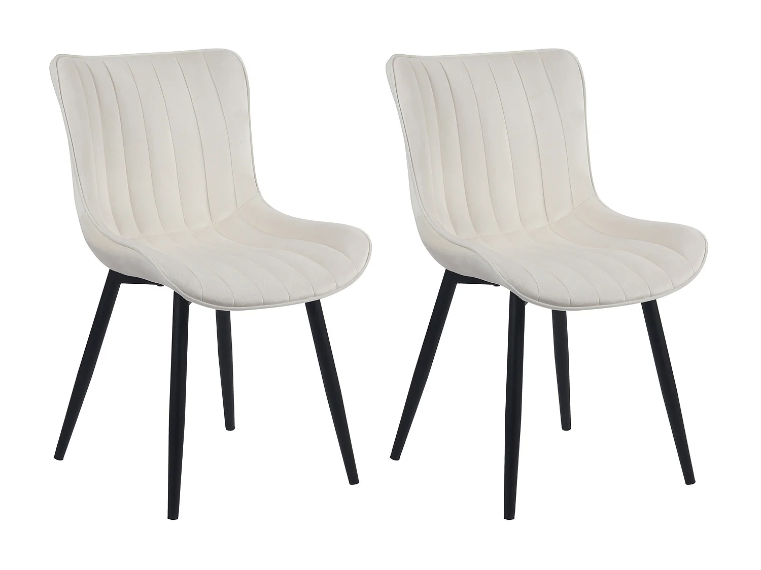 Lot de 2  chaise salle à manger - Velours - Crème - Largo