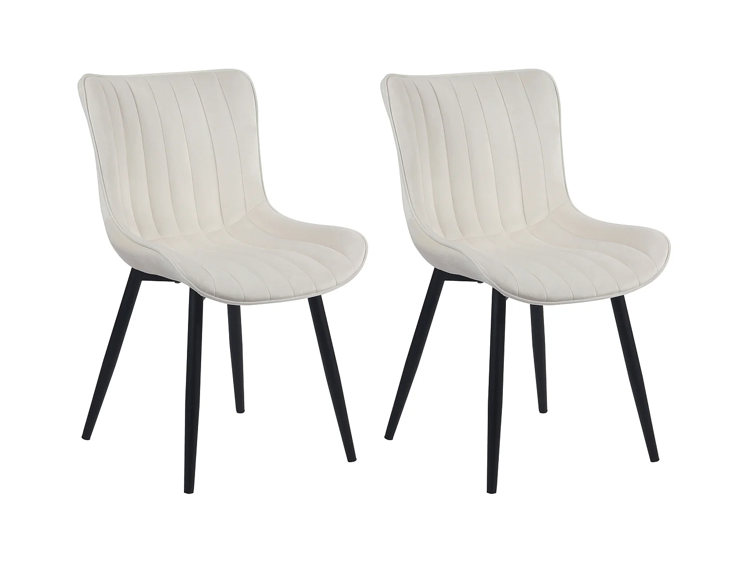 Lot de 2  chaise salle à manger - Velours - Crème - Largo