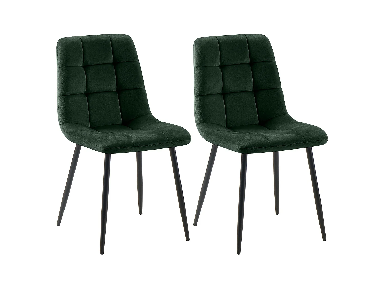 Lot de 2  chaise salle à manger - Velours - Vert - Tilde