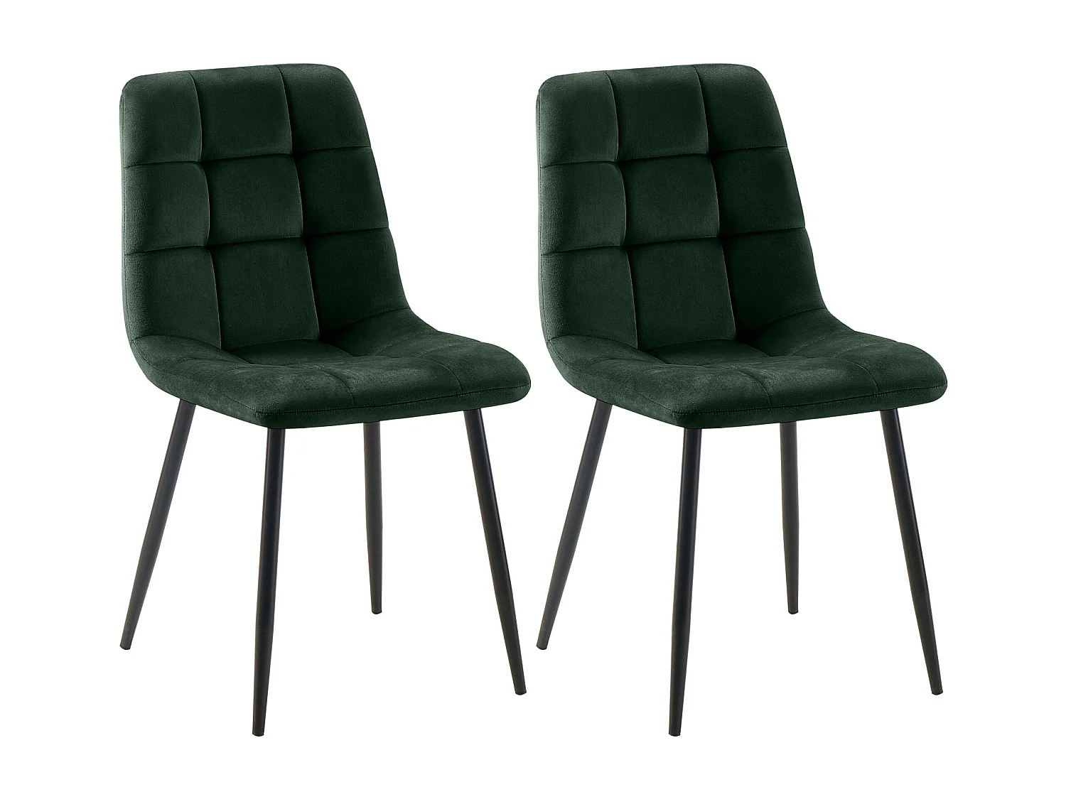 Lot de 2  chaise salle à manger - Velours - Vert - Tilde