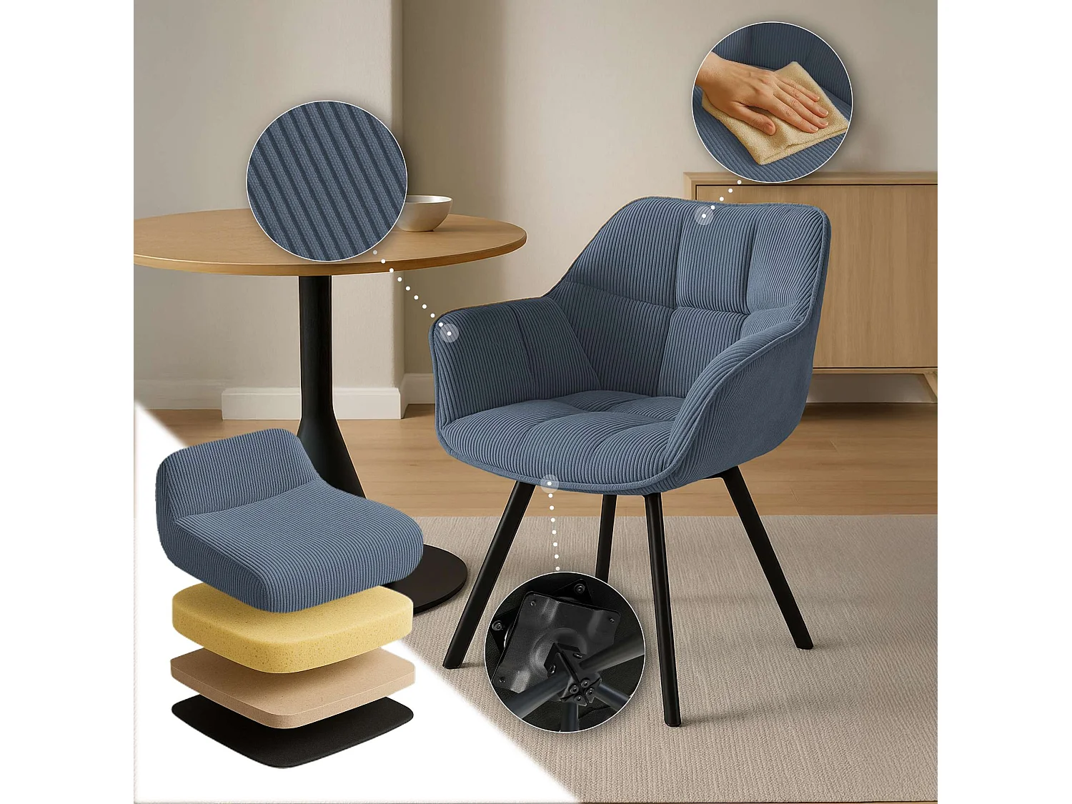 chaises avec accoudoirs - Cordon - Bleu - Jordi