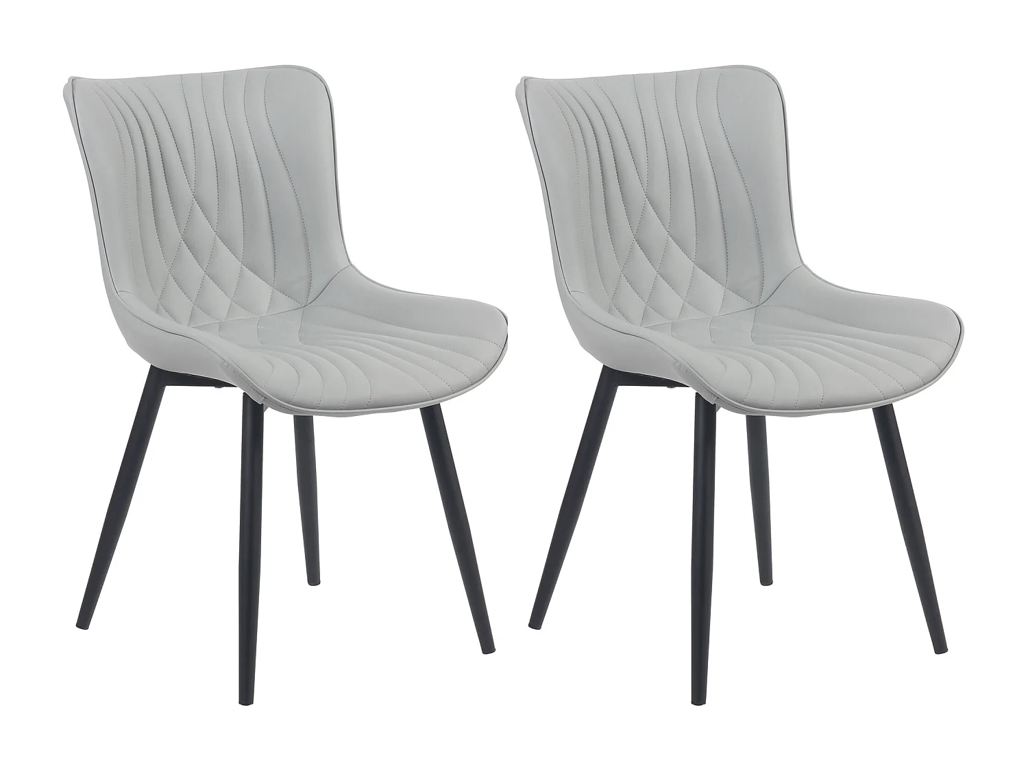 Lot de 2  chaise salle à manger - Similicuir - Gris - Brady