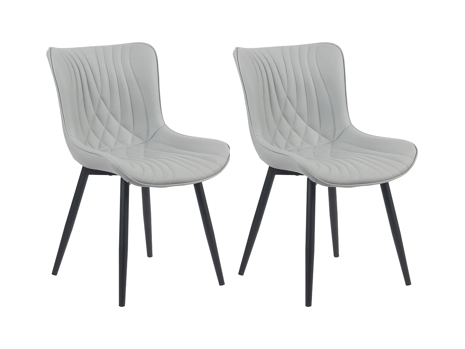 Lot de 2  chaise salle à manger - Similicuir - Gris - Brady