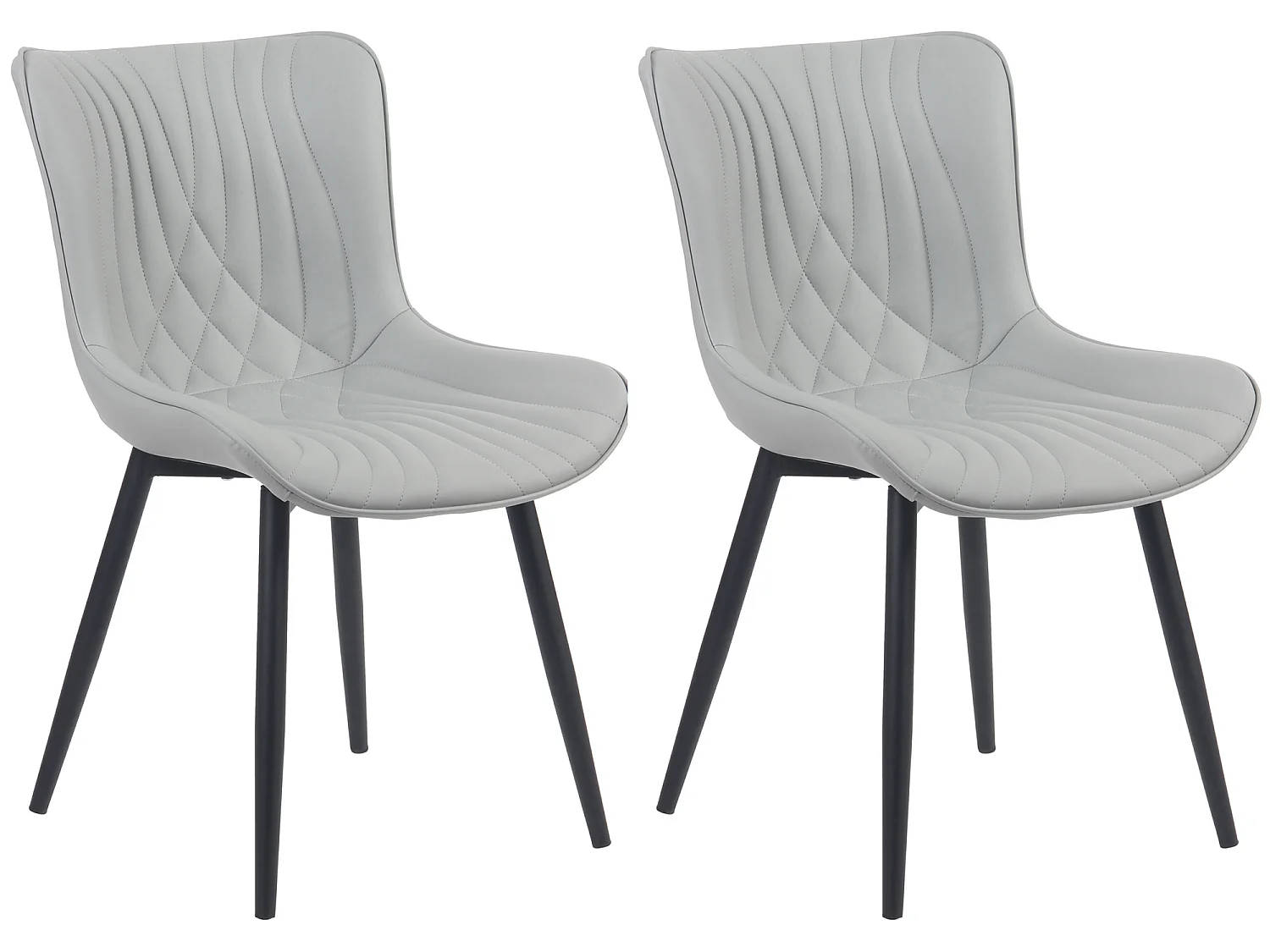 Lot de 2  chaise salle à manger - Similicuir - Gris - Brady