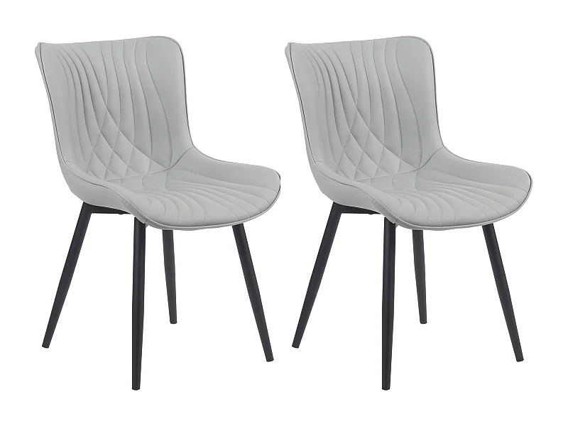 Lot de 2  chaise salle à manger - Similicuir - Gris - Brady
