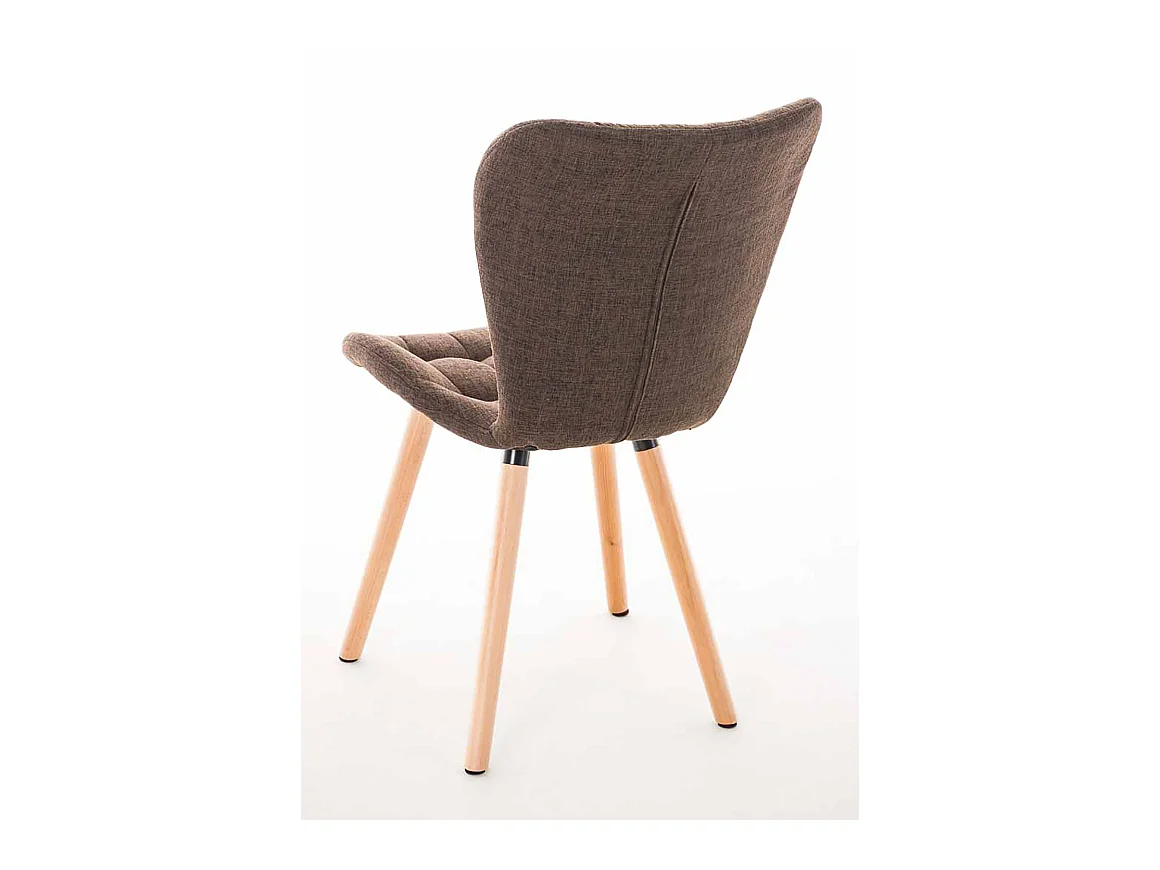 Lot de 4  chaise salle à manger - Tissu & Bois - Marron - Elda
