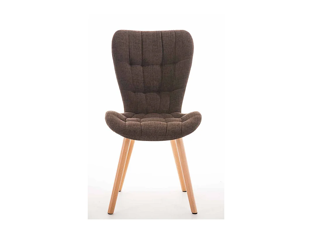 Lot de 4  chaise salle à manger - Tissu & Bois - Marron - Elda