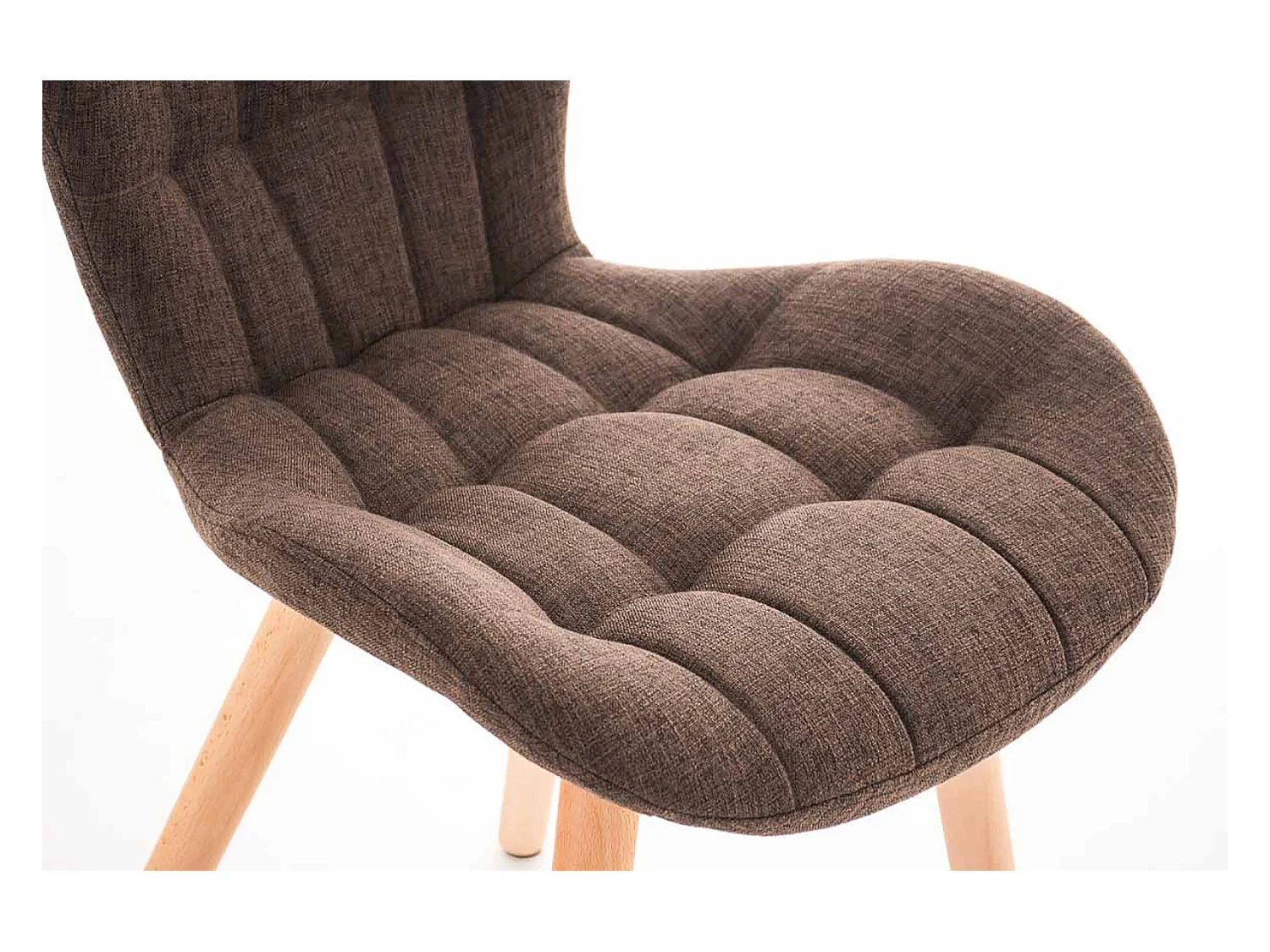 Lot de 4  chaise salle à manger - Tissu & Bois - Marron - Elda