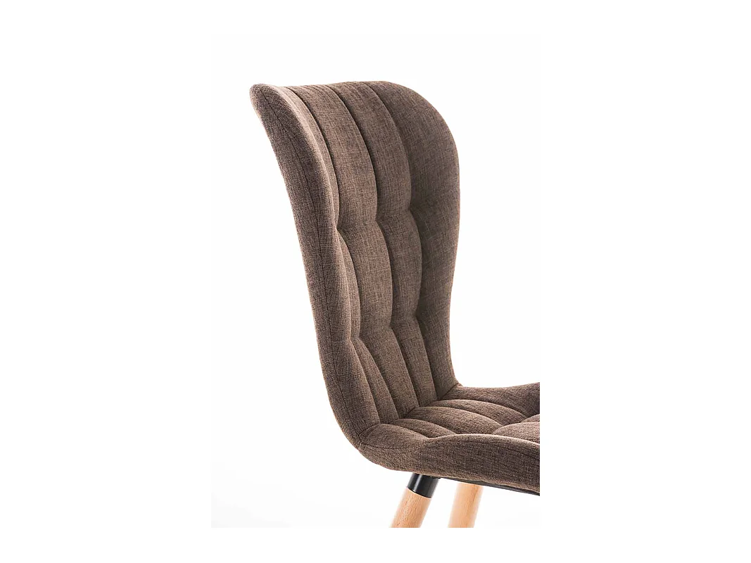 Lot de 4  chaise salle à manger - Tissu & Bois - Marron - Elda