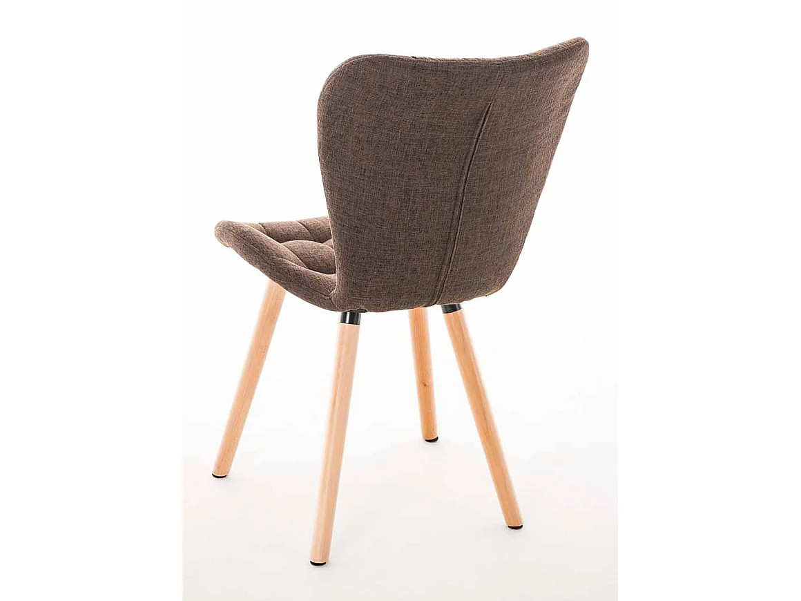 Lot de 4  chaise salle à manger - Tissu & Bois - Marron - Elda