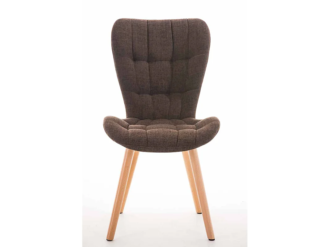 Lot de 4  chaise salle à manger - Tissu & Bois - Marron - Elda