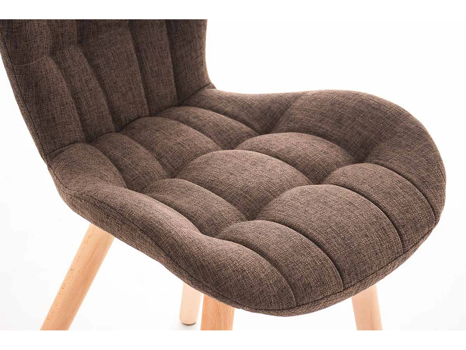 Lot de 4  chaise salle à manger - Tissu & Bois - Marron - Elda