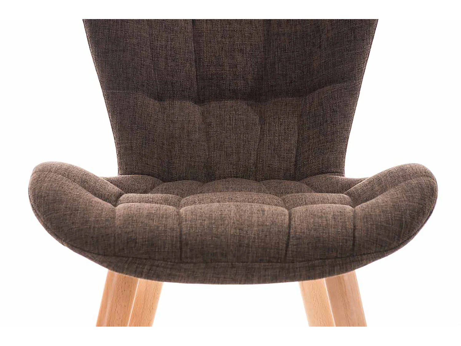 Lot de 4  chaise salle à manger - Tissu & Bois - Marron - Elda