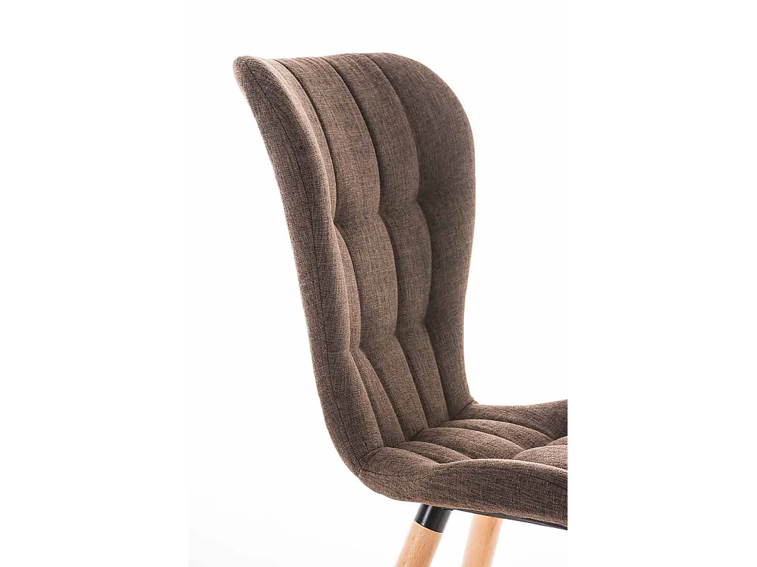 Lot de 4  chaise salle à manger - Tissu & Bois - Marron - Elda