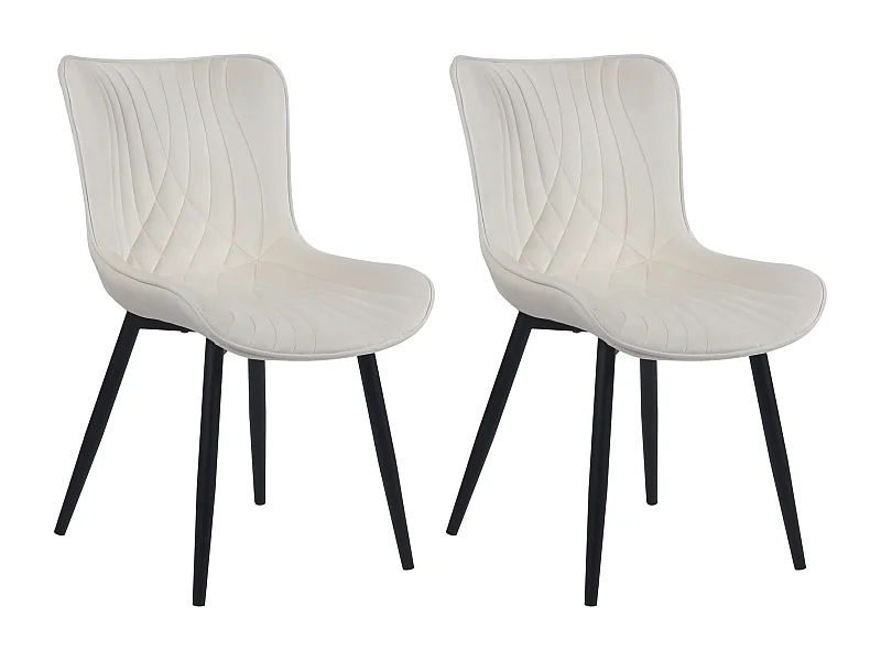 Lot de 2  chaise salle à manger - Velours - Crème - Brady