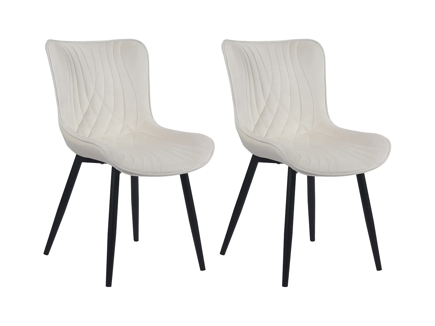 Lot de 2  chaise salle à manger - Velours - Crème - Brady