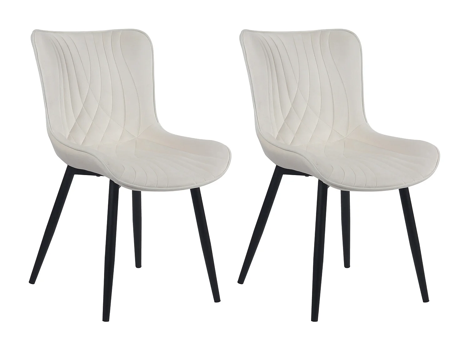 Lot de 2  chaise salle à manger - Velours - Crème - Brady