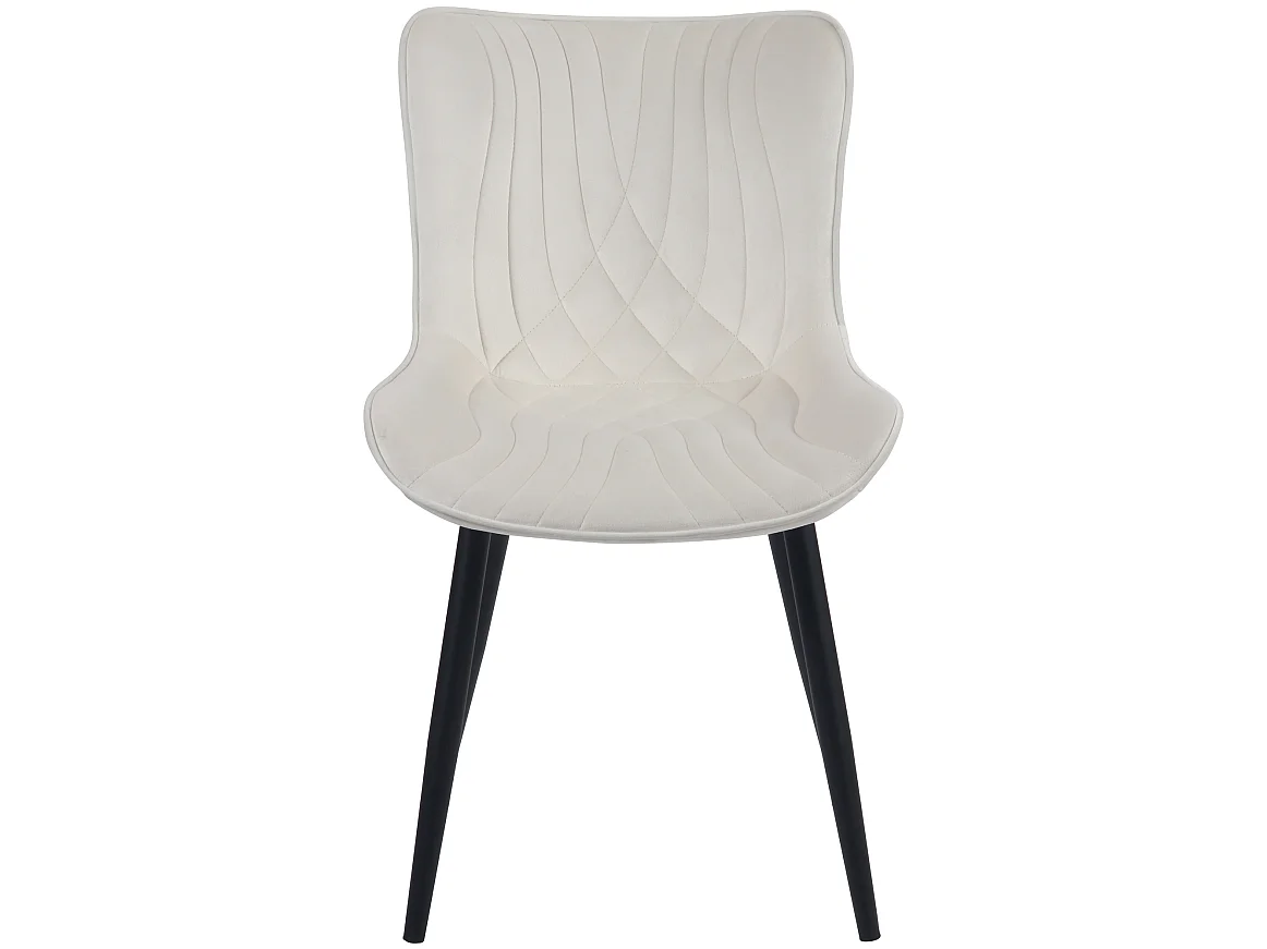 Lot de 2  chaise salle à manger - Velours - Crème - Brady