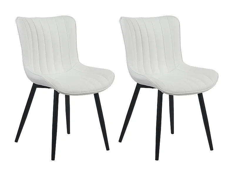 Lot de 2  chaise salle à manger - Similicuir - Blanc - Largo