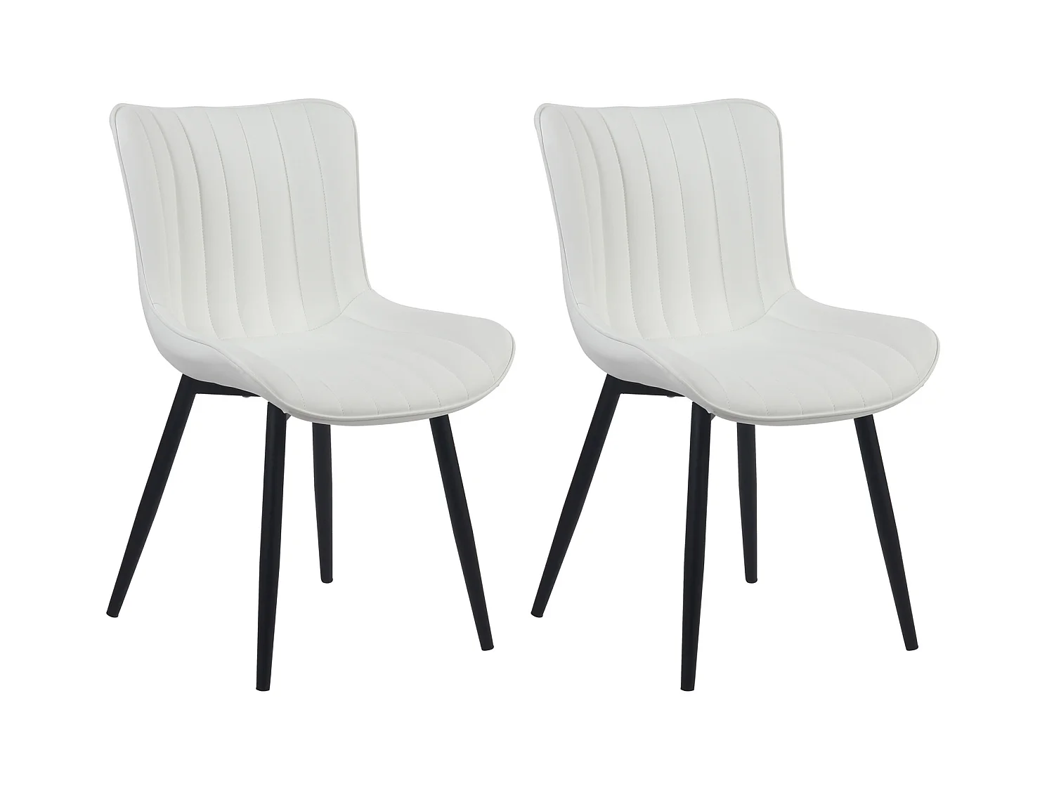Lot de 2  chaise salle à manger - Similicuir - Blanc - Largo