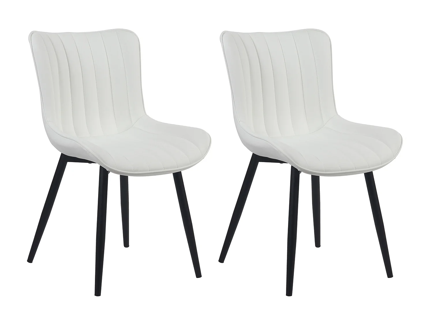 Lot de 2  chaise salle à manger - Similicuir - Blanc - Largo