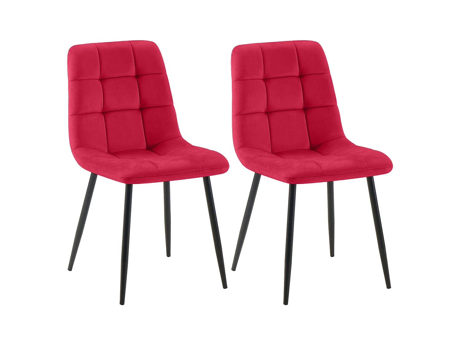 Lot de 2  chaise salle à manger - Velours - Rouge - Tilde