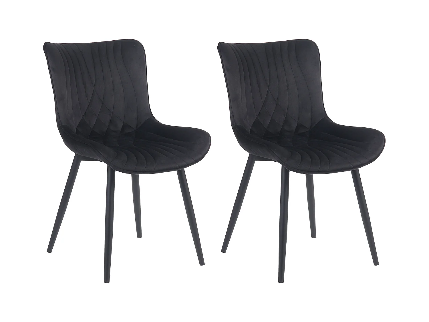 Lot de 2  chaise salle à manger - Velours - Noir - Brady
