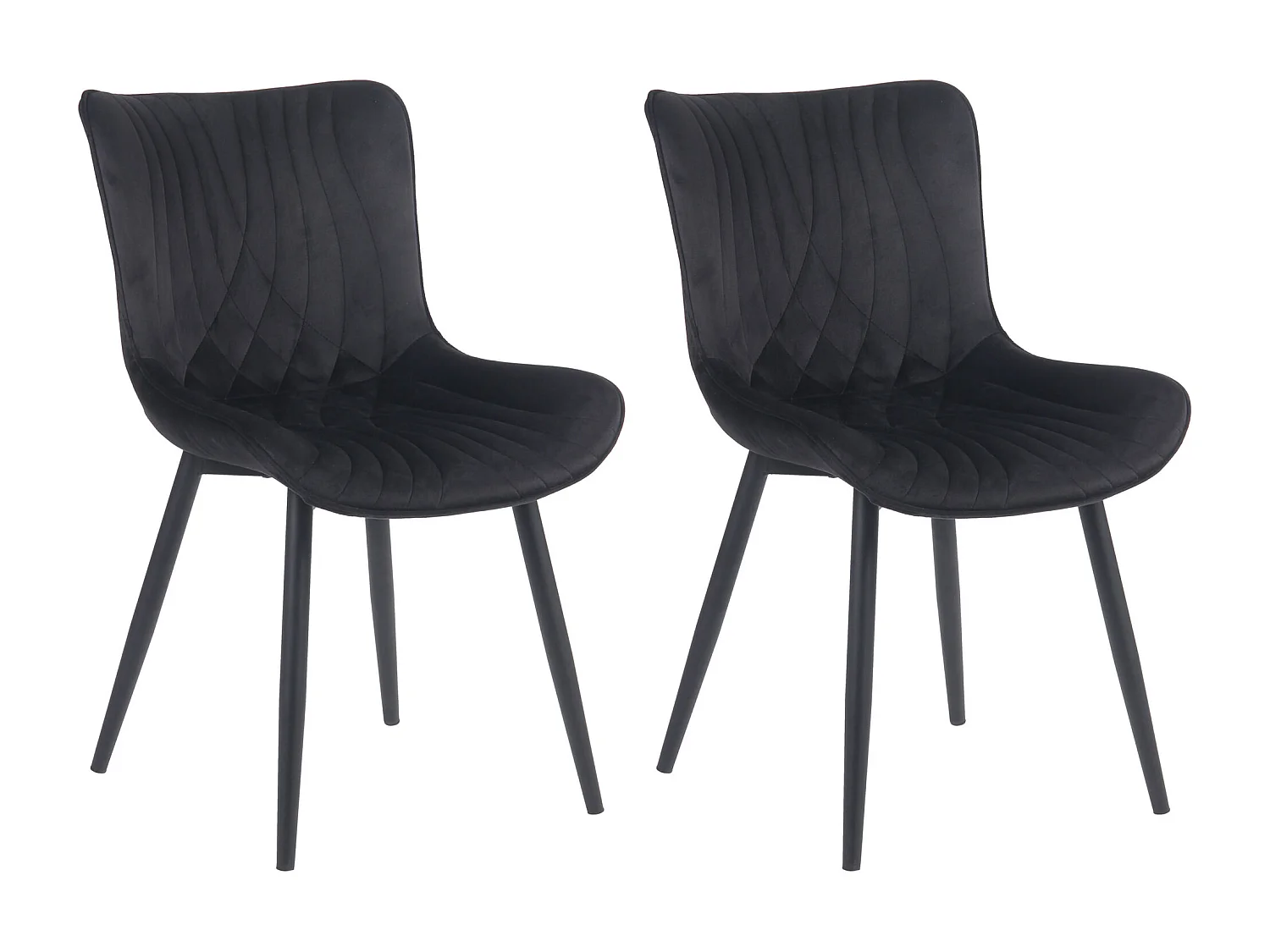 Lot de 2  chaise salle à manger - Velours - Noir - Brady