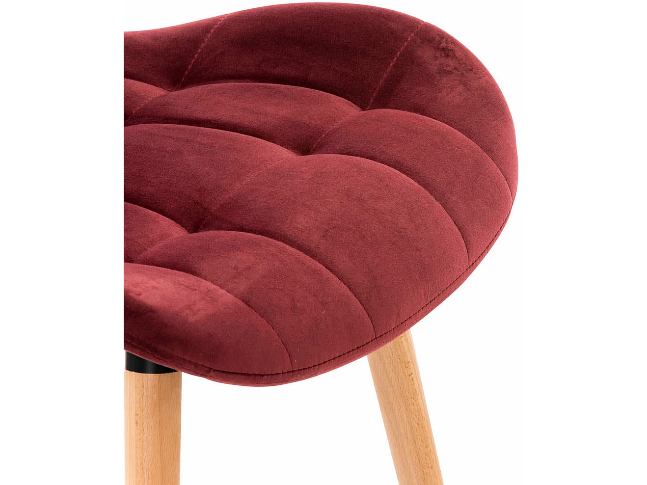 Lot de 4  chaise salle à manger - Velours & Bois - Rouge - Elda