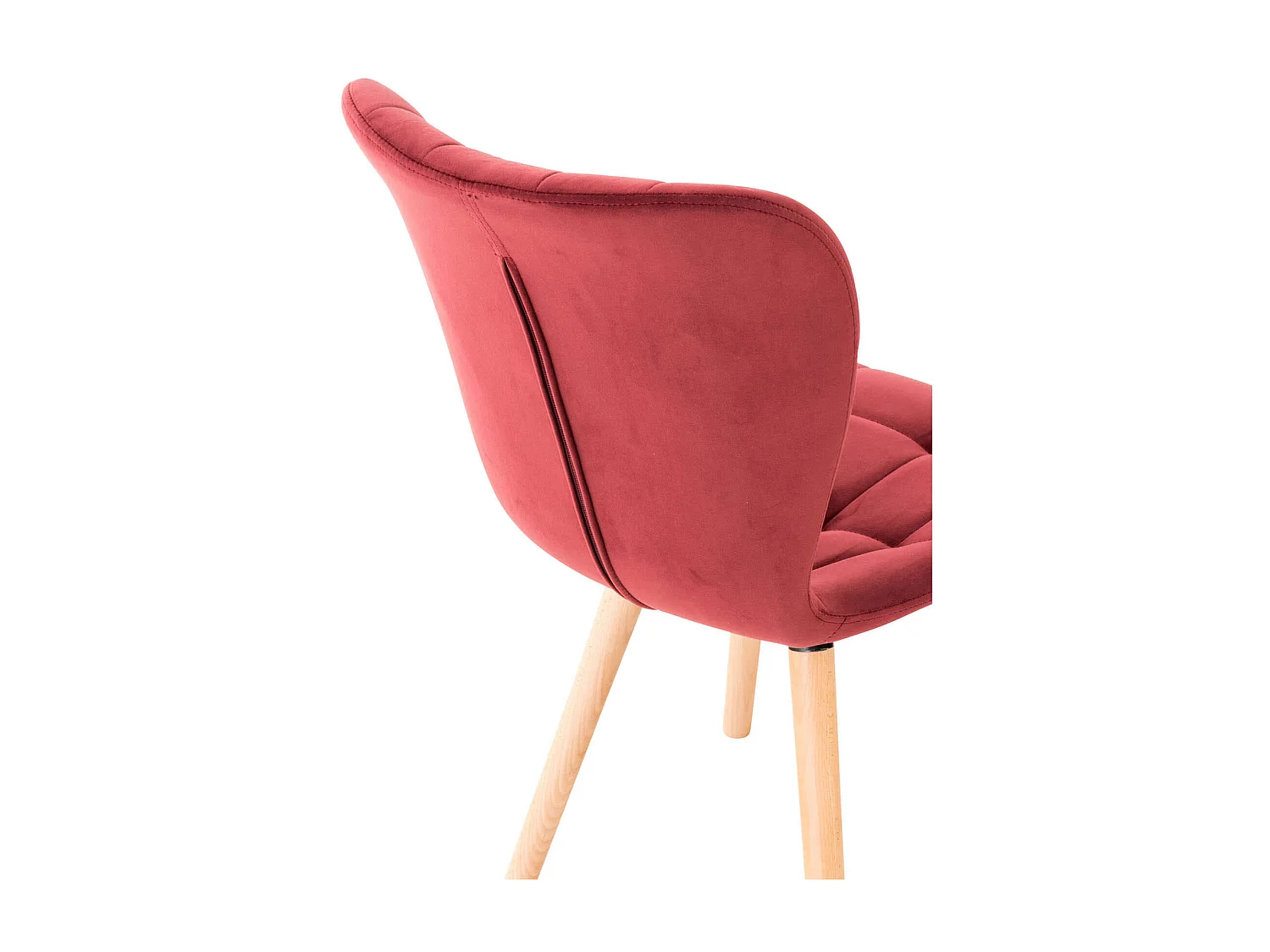 Lot de 4  chaise salle à manger - Velours & Bois - Rouge - Elda