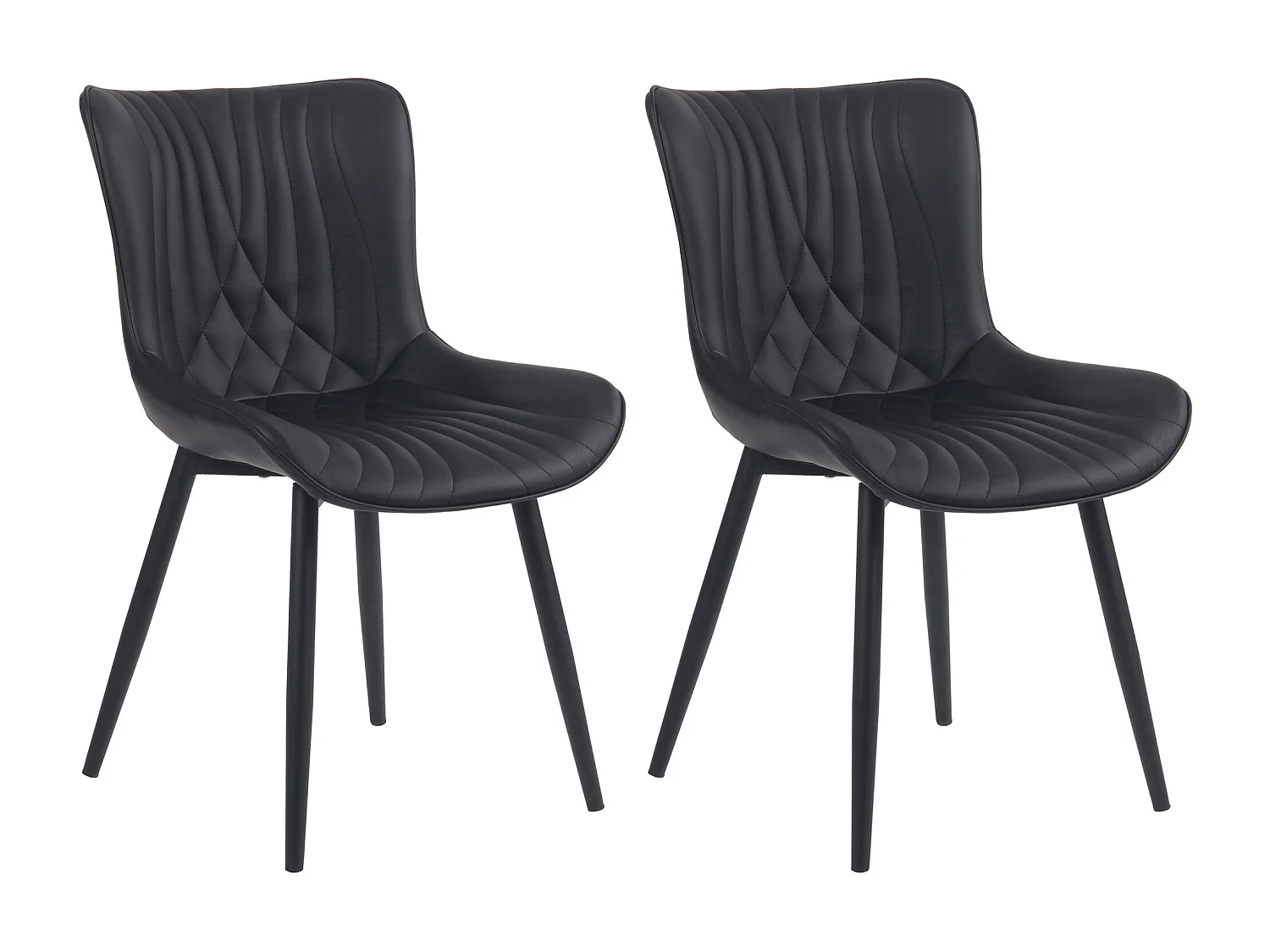 Lot de 2  chaise salle à manger - Similicuir - Noir - Brady