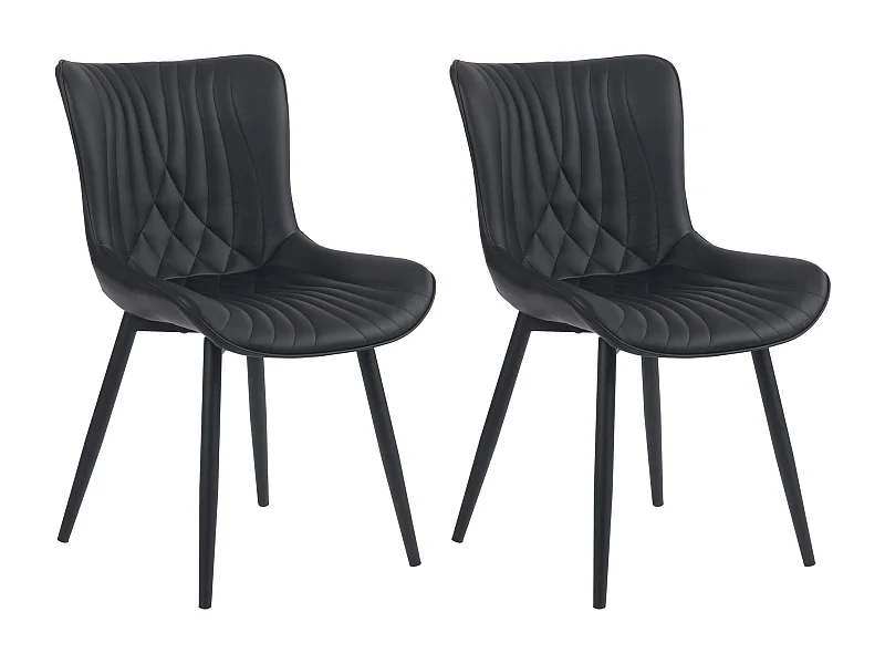 Lot de 2  chaise salle à manger - Similicuir - Noir - Brady