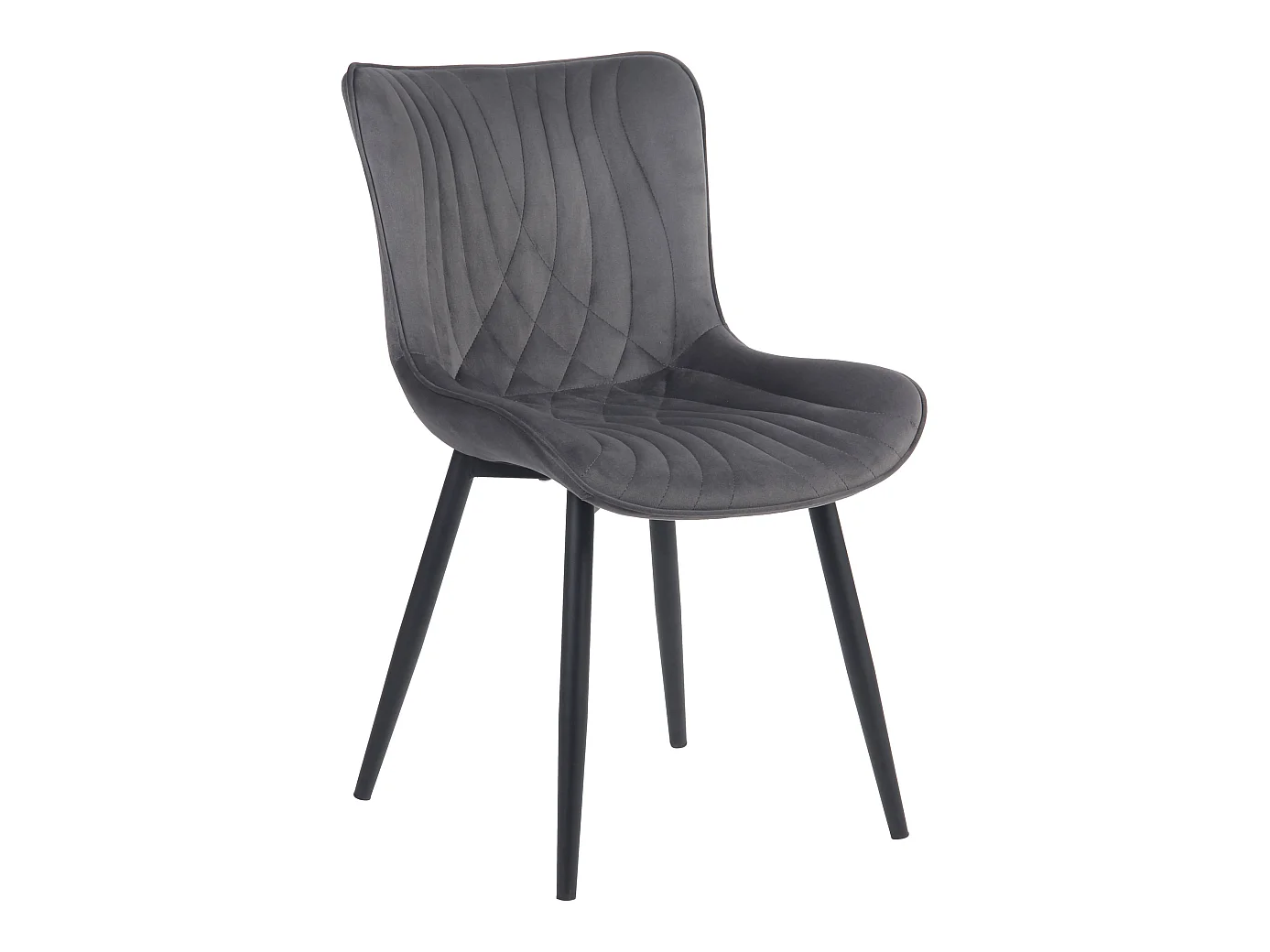 chaise salle à manger - Velours - Gris foncé - Brady