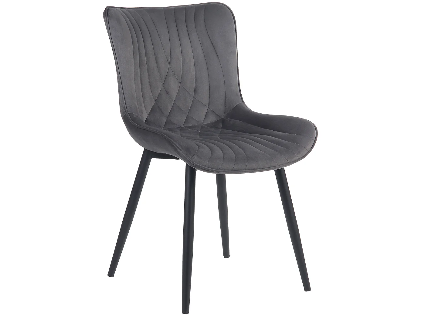 chaise salle à manger - Velours - Gris foncé - Brady