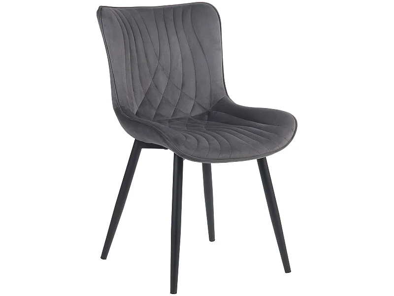 chaise salle à manger - Velours - Gris foncé - Brady