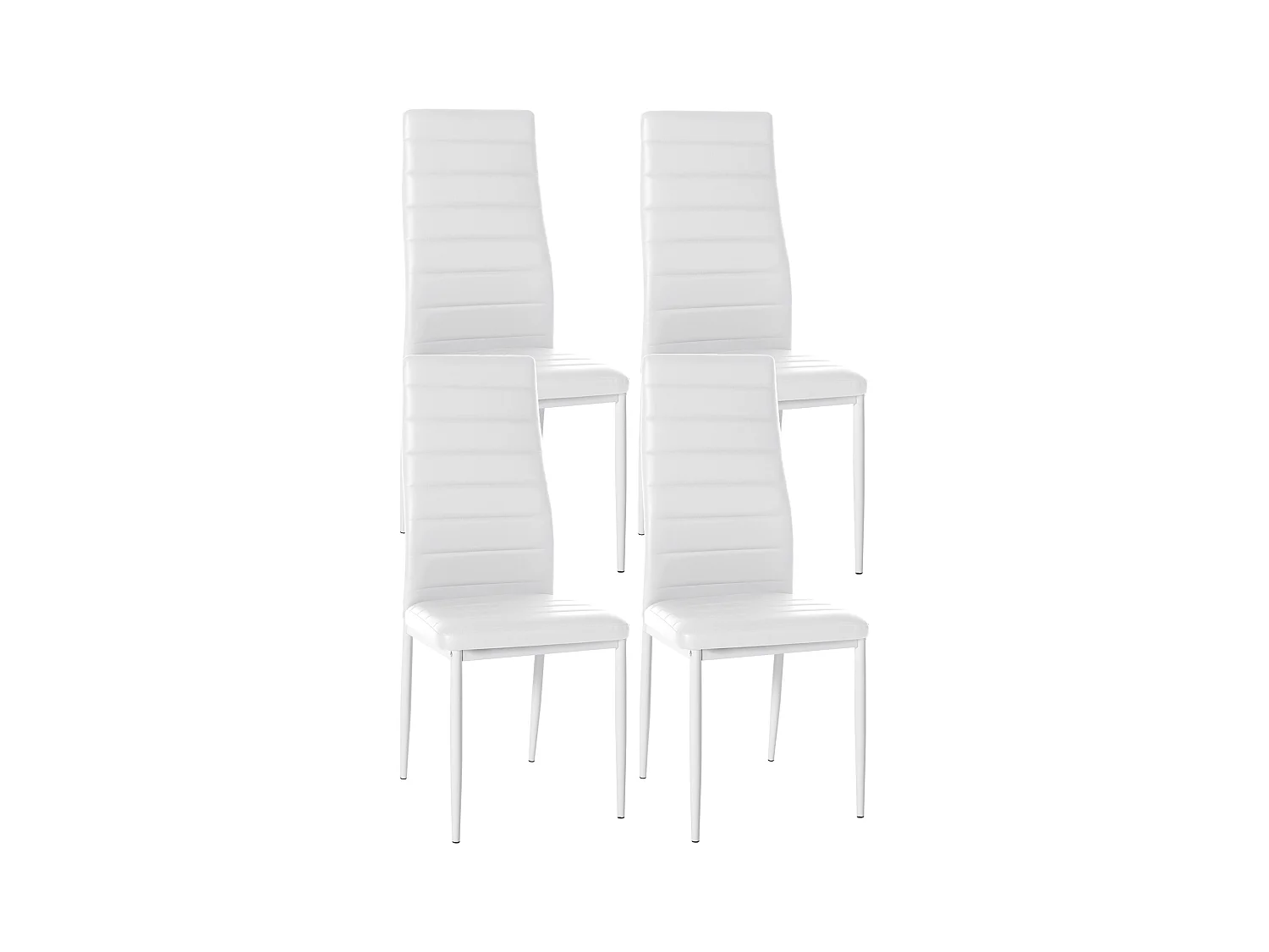 Lot de 4  chaise salle à manger - Similicuir - Blanc - Mayfair