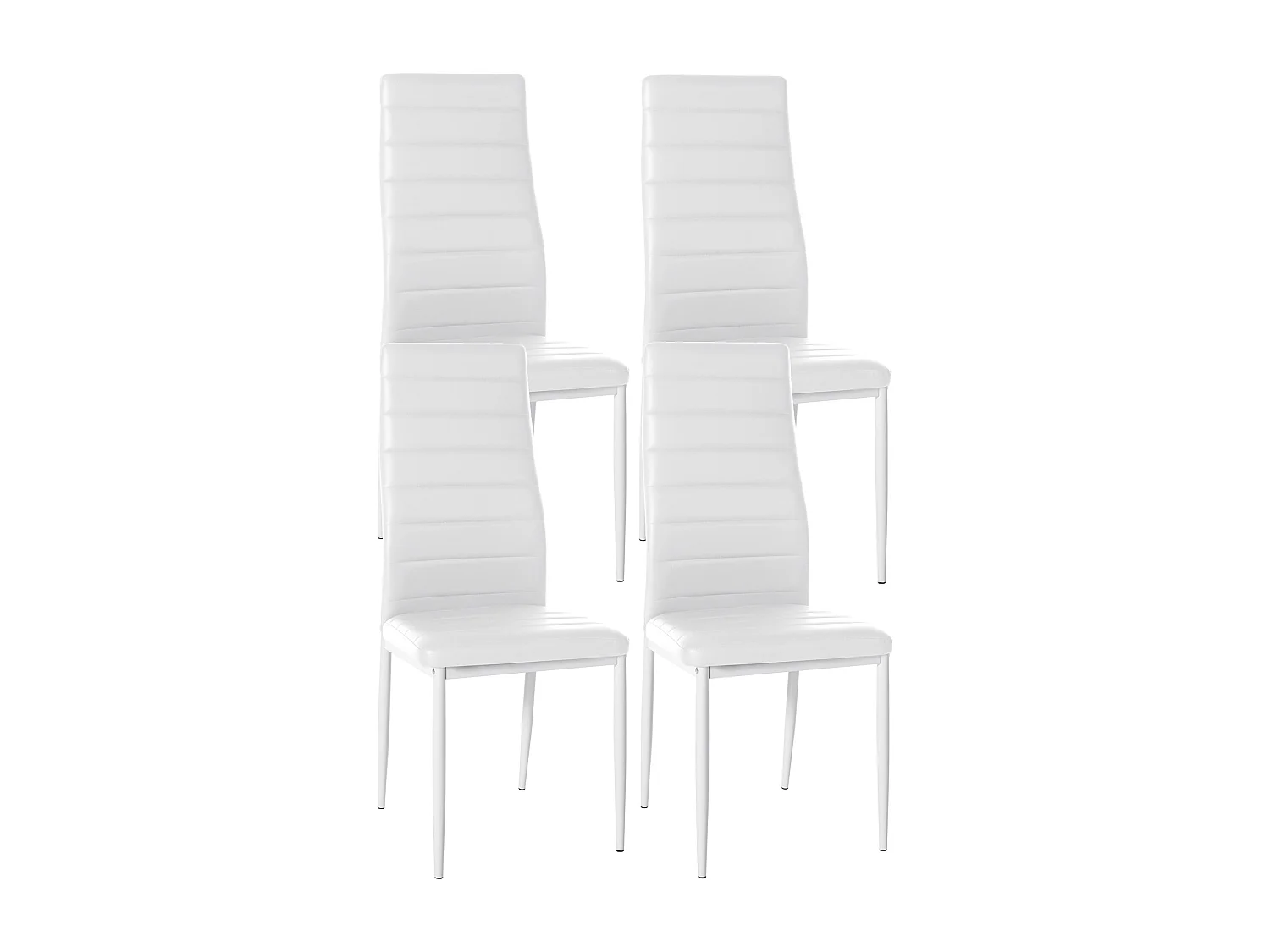 Lot de 4  chaise salle à manger - Similicuir - Blanc - Mayfair