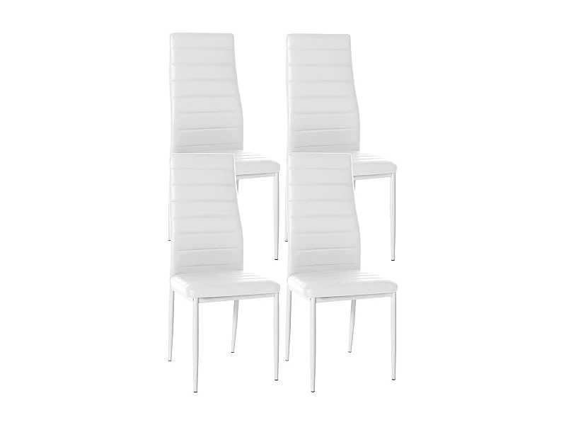Lot de 4  chaise salle à manger - Similicuir - Blanc - Mayfair