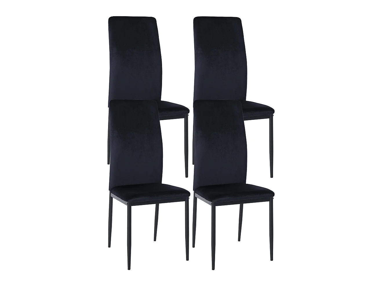 Lot de 4  chaise salle à manger - Velours & Métal - Noir - Savino